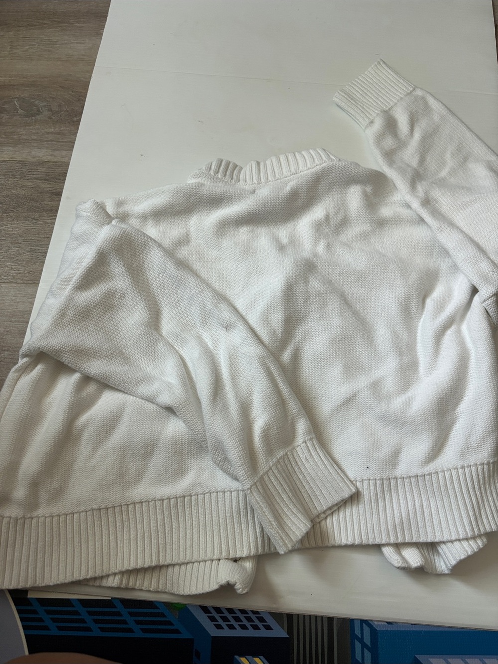 Quince Ivory Button-Front Ribbed Hem Cardigan - Picture 4 of 4